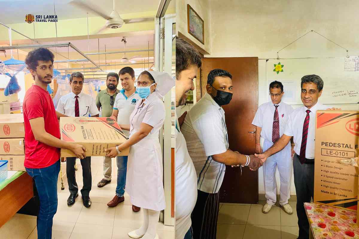 وقف المشجعون في جناح السرطان في مستشفى أنورادهابورا من صفحات السفر في سريلانكا. شارك رافيندو من صفحات السفر في سريلانكا في هذا الحدث